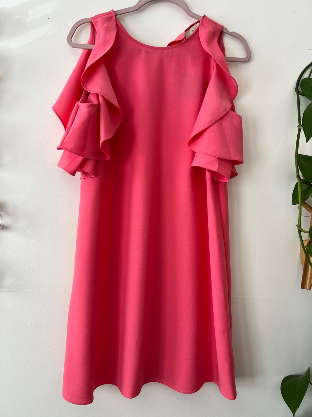 Kate Spade Cold Shoulder Ruffle Sleeve Crepe Dress